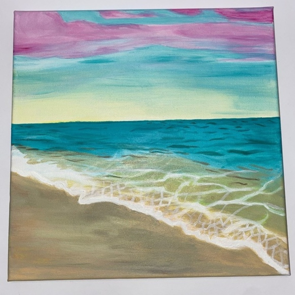 Original Acrylic Ocean Sunset Painting | Coastal Wall Art | By Carolyn Roses